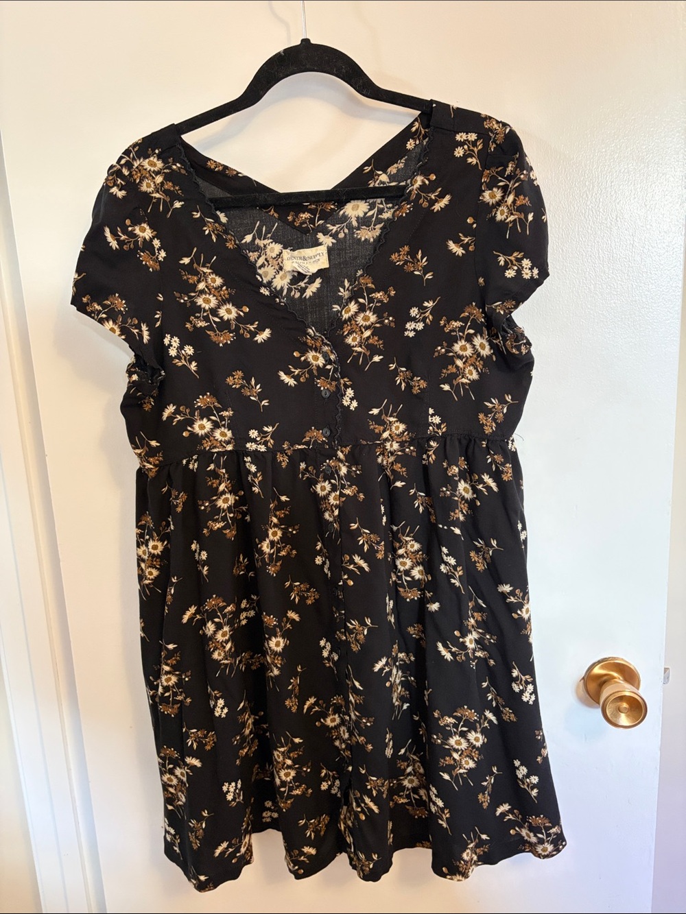 Denim & Supply Ralph Lauren black floral dress size XL